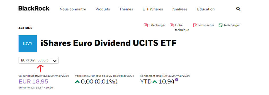 Blackrock ETF distribuant vs capitalisant